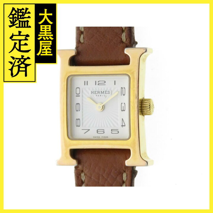 楽天市場】HERMES エルメス Hウォッチミニ HH1.101 クォーツ GP/革 白 