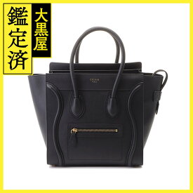 【送料無料】CELINE セリーヌ ラゲージ トートバッグ ラゲージマイクロショッパー レザー ブラック ゴールド金具 167793【434】 【中古】【大黒屋】