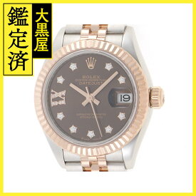 ROLEX ロレックス デイトジャスト 279171G チョコレート スターダイヤ レディース ピンクゴールドコンビ 自動巻き (2141000326887)【200】 【中古】【大黒屋】