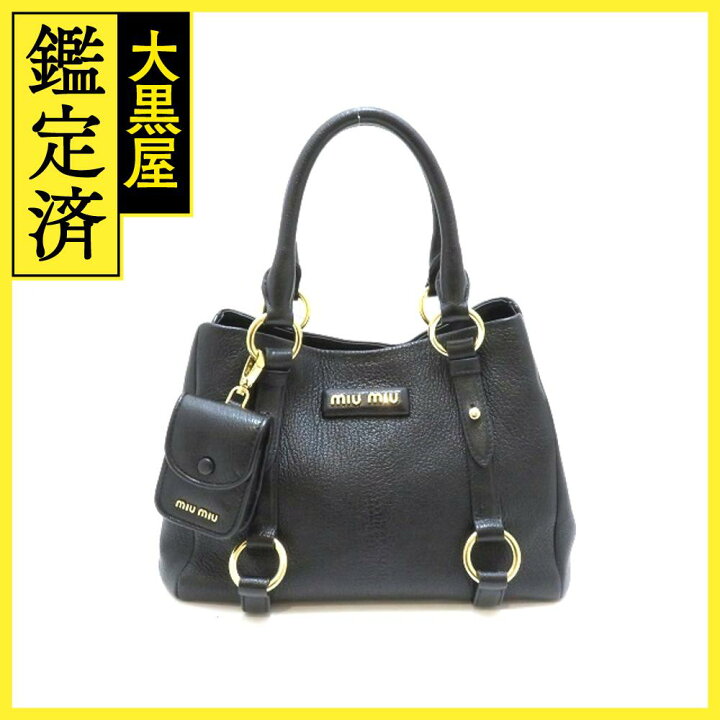楽天市場】miu miu ミュウミュウ ミニトートバッグ ブラック レザー 