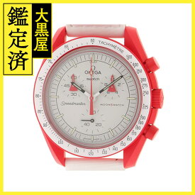 swatch　OMEGA　ムーンスウォッチ　SO33R100　MISSION TO MARS　バイオセラミック　クロノグラフ　クォーツ　ホワイト文字盤　メンズ　2147100487107　【205】 【中古】【大黒屋】