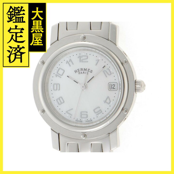 楽天市場】HERMES エルメス クリッパー CL4.210 ホワイトシェル文字盤  