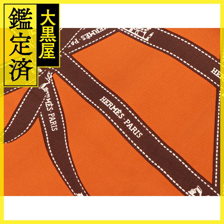 楽天市場】HERMES エルメス カレ45 ボルデュック／リボン オレンジ 