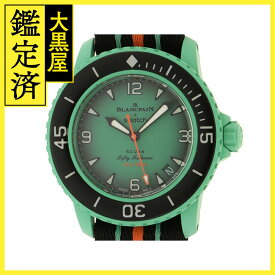 スウォッチ 時計 ブランパン×Swatch 『バイオセラミック スクーバ フィフティ ファゾムス インディアン オーシャン』SO35I100 グリーン文字盤 CE/ナイロン 自動巻き メンズ (2148103625312) M【200】 【中古】【大黒屋】