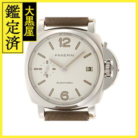 PANERAI パネライ 腕時計 ルミノール ドゥエ PAM01043 ホワイト文字盤 ステンレス/革 2021年5月正規品【472】HK 【中古】【大黒屋】