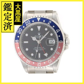 U番1999年並行品 ROLEX ロレックス 腕時計 GMTマスターI 16700 ブラック文字盤 ブルー/レッドベゼル オイスタースチール 自動巻き オンリースイス【472】SJ 【中古】【大黒屋】