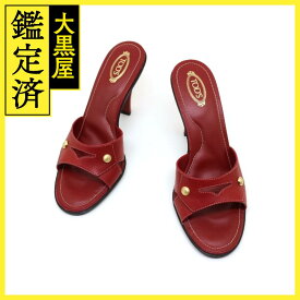 TOD’s　トッズ　靴　サンダル　レディース39　レッド　レザー　2147100508727　【200】 【中古】【大黒屋】