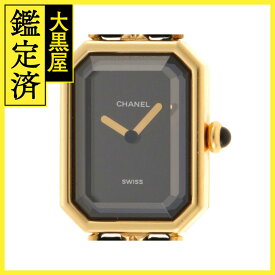 CHANEL シャネル 時計 プルミエールL H0001 時計 ブラック文字盤 ゴールドメッキ/カーフレザー クォーツ レディース （2148103633379）M【200】 【中古】【大黒屋】