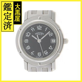 HERMES エルメス レディース時計 クリッパー クオーツ SS ステンレス ブラック文字盤 CL4.210【434】 【中古】【大黒屋】