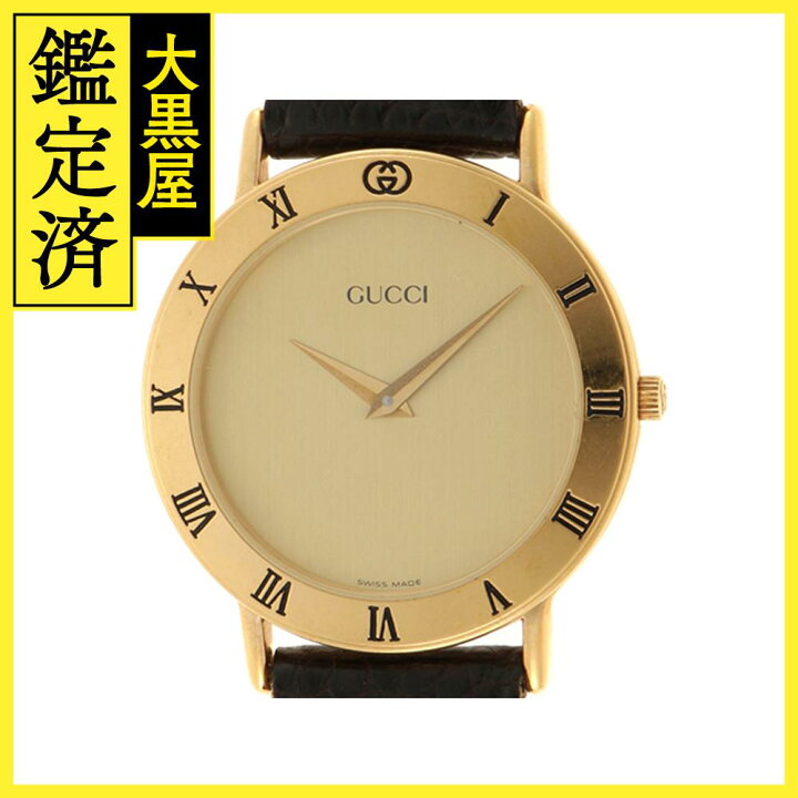 楽天市場】GUCCI グッチ 腕時計 3000.2.M ゴールドメッキ/社外革ベルト  