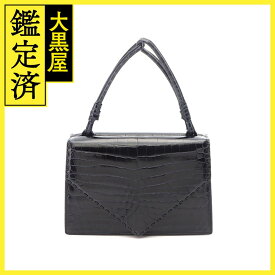 BOTTEGA VENETA 　ボッテガヴェネタ　ハンドバック　クロコバッグミニ　ネイビー　クロコダイル【472】AH 【中古】【大黒屋】