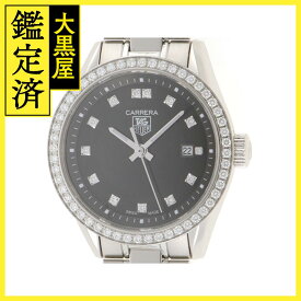 TAG HEUER　タグホイヤー　カレラ ダイヤベゼル　腕時計　WV1412.BA0793　ステンレススチール　13Pダイヤモンド　クォーツ　ブラック文字盤　レディース　2148103630040　【205】 【中古】【大黒屋】