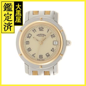 HERMES　エルメス　クリッパーコンビ　CL4.220　GP/SS　イエロー　クォーツ　レディース　2148103625831【432】 【中古】【大黒屋】