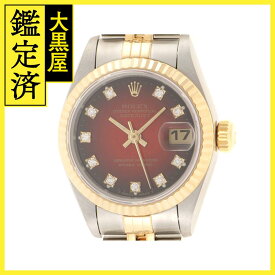 ROLEX　ロレックス　S番　デイトジャスト　69173G　ステンレス/イエローゴールド　SS/YG　レッドグラデーション10PD　レディース　自動巻き【432】2147100513004 【中古】【大黒屋】