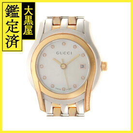 GUCCI グッチ 5500L 11P ダイヤモンド GP/SS シェル文字盤 クォーツ 【460】2148103642999 【中古】【大黒屋】