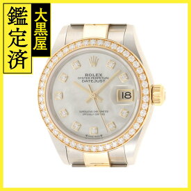 ランダム番2020年10月　ROLEX　ロレックス　デイトジャスト28　279383RBR　シェル　ダイヤ　YG/SS　レディース　自動巻き　2147400259657【432】 【中古】【大黒屋】