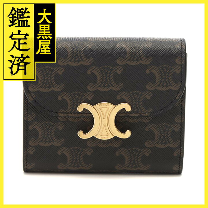 楽天市場】CELINE セリーヌ トリオンフ スモールウォレット タン PVC 