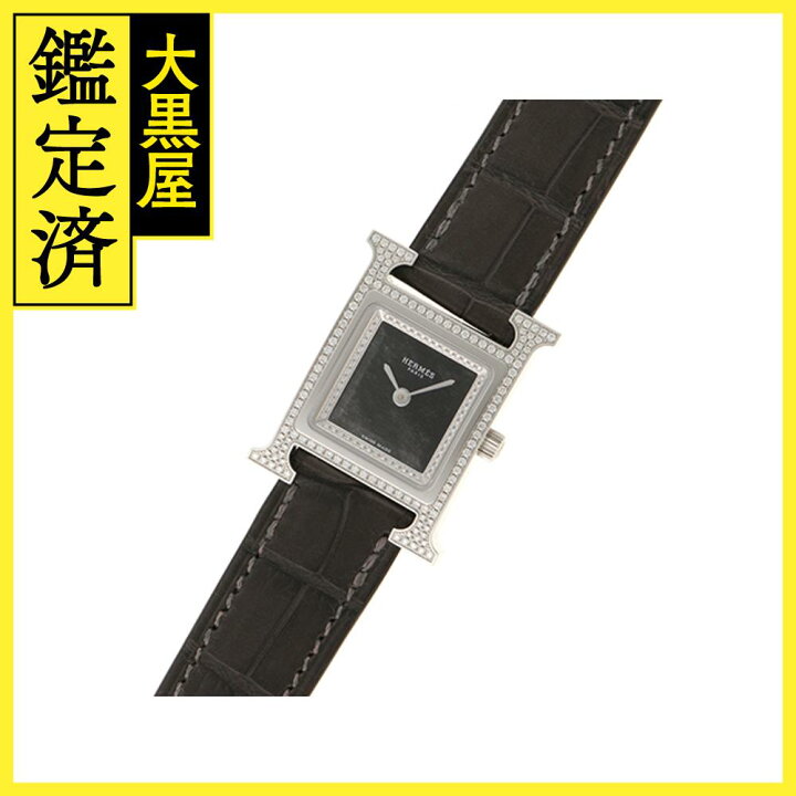 楽天市場】HERMES エルメス Hウォッチ オブシディアン・ダイヤベゼル  
