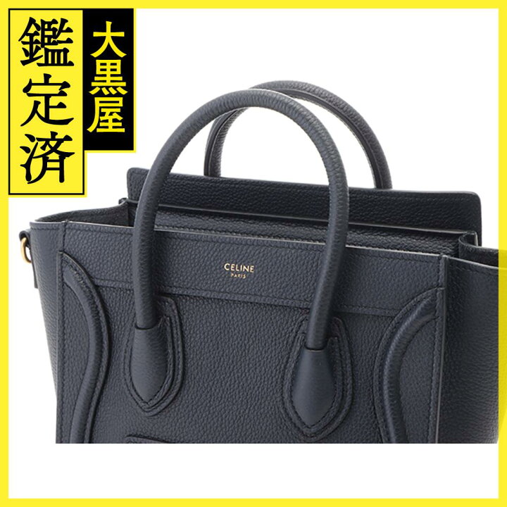 楽天市場】 CELINE セリーヌ ラゲージ ナノ ネイビー レザー 189243  