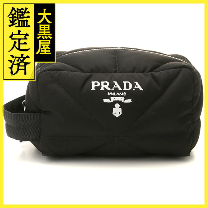 楽天市場】PRADA プラダ キルティング ポーチ ブラック ナイロン 