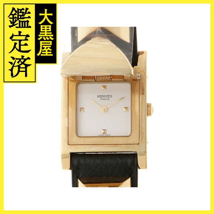 楽天市場】HERMES エルメス メドール ゴールドメッキ/レザー ME1.201  