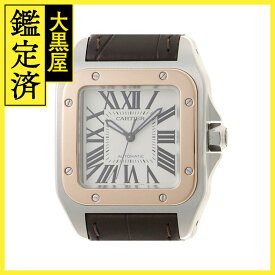 Cartier カルティエ サントス100 MM W20107X7 18PG/ステンレススチール/革ベルト 自動巻き 男女兼用 腕時計 C 【200】2148103874192 【中古】【大黒屋】