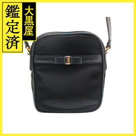 Salvatore Ferragamo サルヴァトーレ フェラガモ ヴァラリボン ワンショルダー ブラック ナイロン/レザー AU-20/C158 2148103898082 【432】