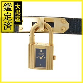 HERMES エルメス ケリーウォッチ KE1.201 ゴールドメッキ/リザードレザー クォーツ レディース 腕時計 F 【200】2148103907531 【中古】【大黒屋】