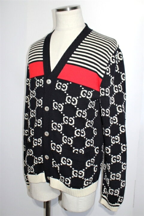 楽天市場】GUCCI グッチ GG＆ストライプ ニット カーディガン 523048  