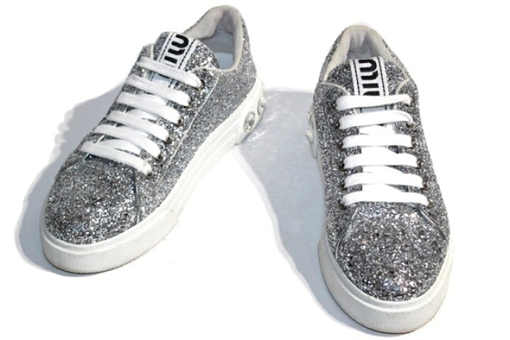 楽天市場】miu miu ミュウミュウ グリッター ファブリックスニーカー  