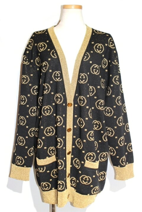 楽天市場】GUCCI グッチ カーディガン レディース M ブラック ゴールド  
