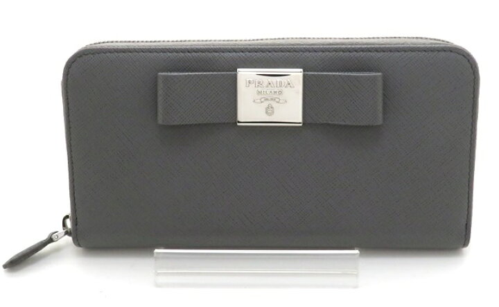 楽天市場】PRADA プラダ ラウンド長財布 リボン グレー サフィアーノ 