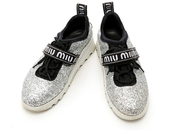楽天市場】miu miu ミュウミュウ ミュウラングリッタースニーカー 