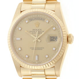 【クーポン利用で最大30,000円OFF！】ROLEX ロレックス デイデイト36 18238A 腕時計 K18イエローゴールド 10Pダイヤモンドシャンパン文字盤 自動巻き メンズ X番1993年正規品【中古】472