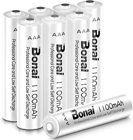 BONAI 単4形 充電式電池 ニッケル水素電池 8個パックCEマーキング取得 UL認証済み 自然放電抑制 液漏れ防止設計 環境友好タイプ（高容量1100mAh 約1200回使用可能）