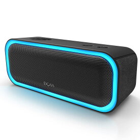 DOSS SoundBox Pro Bluetooth スピーカー【20W イルミネーション機能 20時間再生 IPX6防水 パッシブラジエーター搭載 ブルートゥーススピーカー 強化された低音 ポータブル ワイヤレスステレオ Aux/TFカード対応/風呂/アオトドア適用】(ブラック)