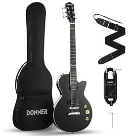 Donner エレキギター 初心者セット LPタイプ 39インチ フルサイズ ポプラ材 HHピックアップ配列 専用ケース ストラップ シールド付 ブラック DL-124
