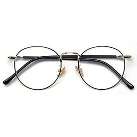 [DOLLGER] ブルーライトカットメガネ 伊達メガネ 軽量18g メガネ UVカット 丸型 度なし おしゃれ クリアレンズ ゴールド