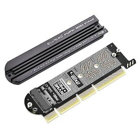 ELUTENG M.2 NVMe PCIE 4.0 変換アダプター アルミニウム製ヒートシンク付き PCIE X4/X8/X16 M.2 PCIE 拡張カード 2230 2242 2260 2280 M.2 PCIE 変換 拡張カード M.2 スロット（NVMeとAHCI）高速熱放散 安定性 PC/PS5にサポート