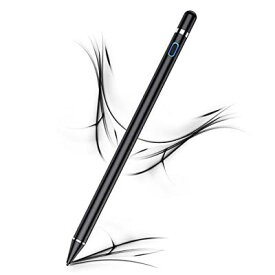 スタイラスペン Kenkor タッチペン iPad/Android/スマホ/タブレット/iPhone対応 たっちぺん 1.5mm銅製ペン先 高感度 極細 iPad ペン USB充電式 スマートフォン スマホ ペン（黒）