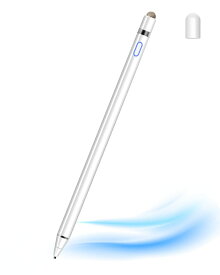 タッチペン Kenkor スタイラスペン タブレット用すたいらすぺん 1.45mm 極細ペン先 iPad ペン スマホ たっちぺん iPad/タブレット/iPhone/Samsung/Lenovo/Android/iOS に対応 2 つのキャップ付き (白)
