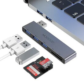 MOGOOD USBハブ5-in-1マルチポートUSBアダプタ拡張ベース、1×USB 3.0、2×USB 2.0、SD/TFカードリーダー付き、ノートパソコン、キーボード、マウス、MacBook Air、Mac Pro、iMac、Surface Pro、フラッシュメモリドライブ、モバイルハードディスク