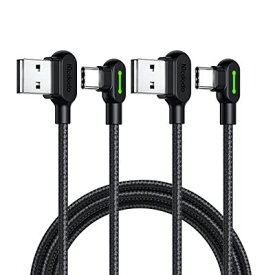 【2つセット 1.2m&1.2m】Mcdodo USB-Cケーブル 15W急速充電 QC4.0/3.0など対応 高速データ転送 両端L型設計 USB-A端子も両面挿せる L字 Type-Cケーブル 高耐久ナイロン編み LEDライト付き スマホ・タブレットなど適用 Pad/Sam-sung/So-ny/Hua-wei/Goo-gle/AndroidなどUS