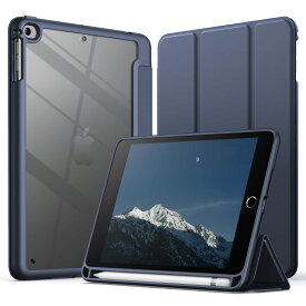 JEDirect iPad mini 5/4 ケース (7.9インチ、2019/2015モデル) Pencil収納可能 透明バックカバー 薄型 スタンド 衝撃吸収 タブレットカバー オートウェイク/スリープ機能 (ネービーブルー)