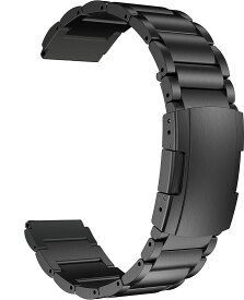 MaKTech チタンバンド、20mm軽量ワンピースメタルリンクブレスレット、Samsung Galaxy Watch 6 43/47/40/44mm,Galaxy Watch 5/4,Huawei GT 4/3-41/42mmに対応 (黒)