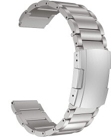 MaKTech チタンバンド、20mm軽量ワンピースメタルリンクブレスレット、Samsung Galaxy Watch 6 43/47/40/44mm,Galaxy Watch 5/4,Huawei GT 4/3-41/42mmに対応 (銀)