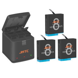 JHTC 最新型 GoPro HERO 8 バッテリー 3*1500mAh 交換バッテリー セット+用収納ボックス式 3ポートUSB充電器同時充電 ゴープロ 8 バッテリー USB Type-Cインターフェイス 対応種類HERO 8 /7 /6 /5BlackーPSE認証・METI認証By