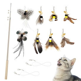 SONGWAY 猫 おもちゃ 猫じゃらし ねこ玩具 昆虫 蝶々 大飛ぶ虫 8個 釣り竿付き