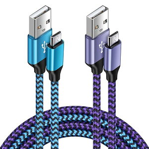 マイクロ usb ケーブル Micro B ケーブル【1.8M/2色】2.4A急速充電 PS4 充電ケーブル ナイロン編み Android スマホ充電ケーブル アンドロイド高速充電ケーブル タイプbケーブル B充電コード 高速デー