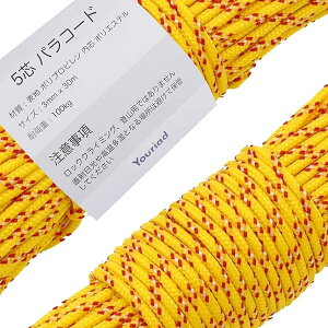 �p���R�[�h 3mm �X�g���b�v ���[�v 5�c 30m �ω׏d 100kg 005_502 �C�G���[&���b�h&�I�t�z���C�g 151